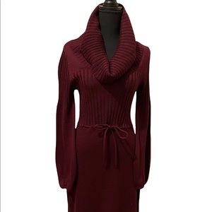 Calvin Klein Long Sleeve Sweater Dress in Wine.